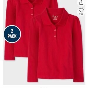 Girls Ruby Red Long Sleeve Polo Shirt - 2 Pack, Sz XL, The Children’s Place